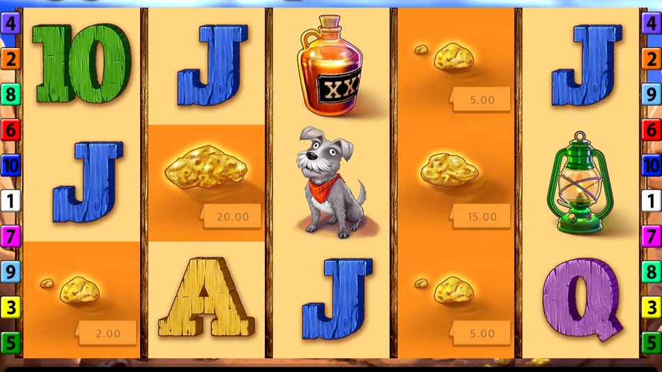Golden Strike base game grid with regular symbols and Prospector Wild
